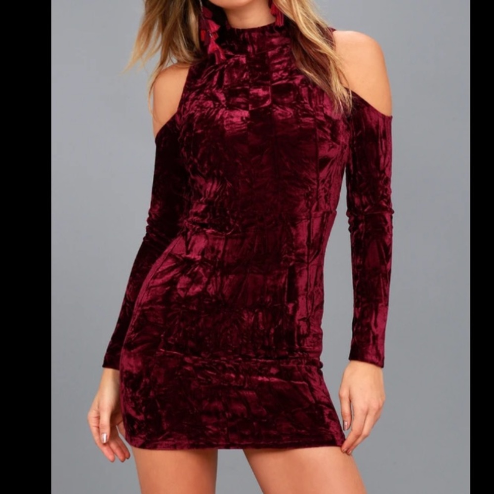 Velvet cold shoulder dress